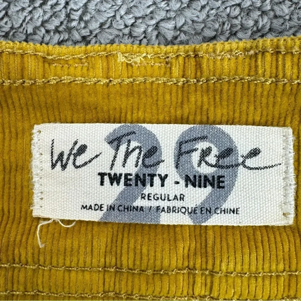We The Free Free People Y2K Joanie Corduroy Button Up Micro Mini Skirt Yellow 29